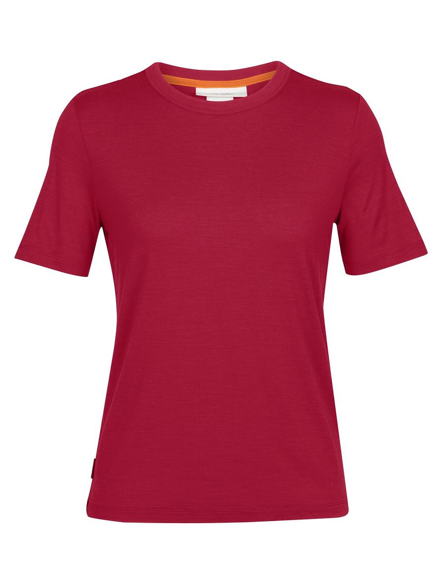 Women's Icebreaker MerinoFine™ Short Sleeve T Shirts Cherry | CA 1335UZGT